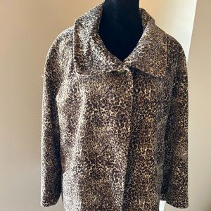 Talbots Animal Print Brown/Tan Jacket - Size 6